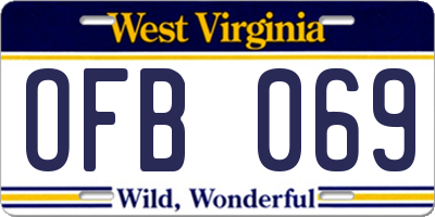 WV license plate OFB069