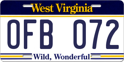 WV license plate OFB072