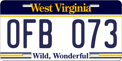 WV license plate OFB073