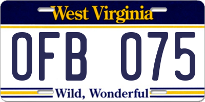 WV license plate OFB075