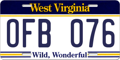 WV license plate OFB076