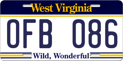 WV license plate OFB086