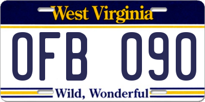 WV license plate OFB090
