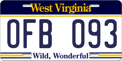 WV license plate OFB093