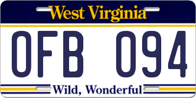 WV license plate OFB094