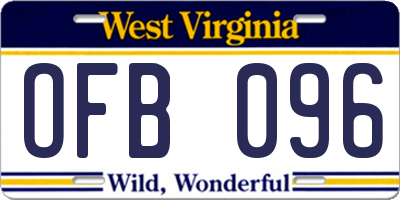 WV license plate OFB096