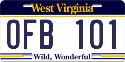 WV license plate OFB101