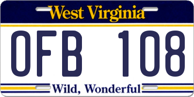 WV license plate OFB108