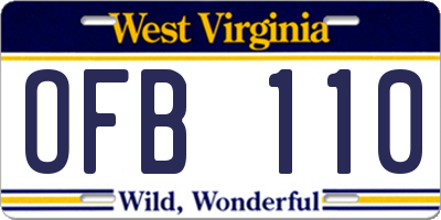 WV license plate OFB110