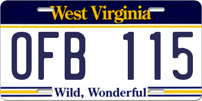 WV license plate OFB115