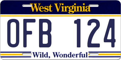 WV license plate OFB124