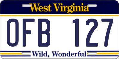 WV license plate OFB127