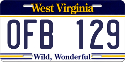 WV license plate OFB129
