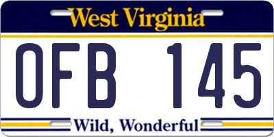 WV license plate OFB145