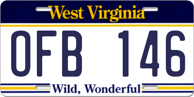 WV license plate OFB146
