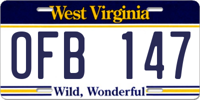 WV license plate OFB147