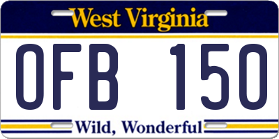 WV license plate OFB150