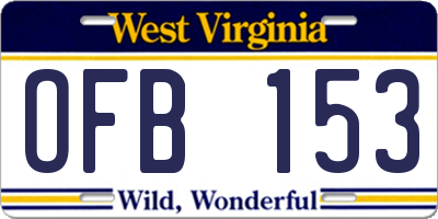 WV license plate OFB153