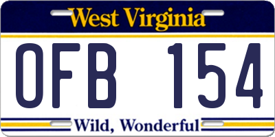 WV license plate OFB154