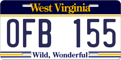 WV license plate OFB155