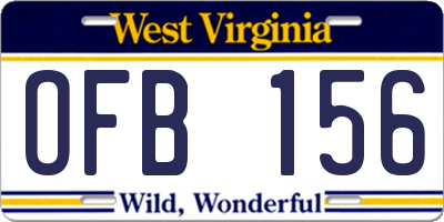 WV license plate OFB156