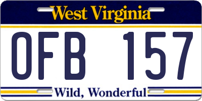 WV license plate OFB157