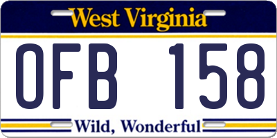 WV license plate OFB158