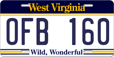 WV license plate OFB160