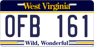 WV license plate OFB161