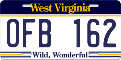 WV license plate OFB162