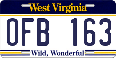 WV license plate OFB163