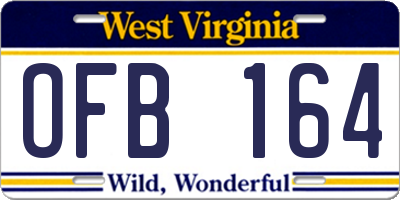 WV license plate OFB164