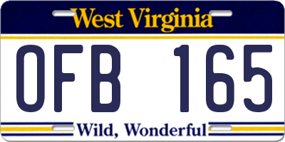 WV license plate OFB165