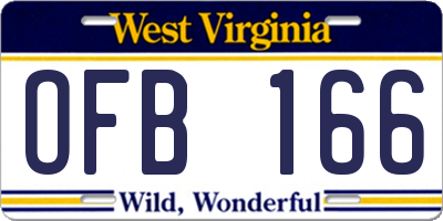 WV license plate OFB166