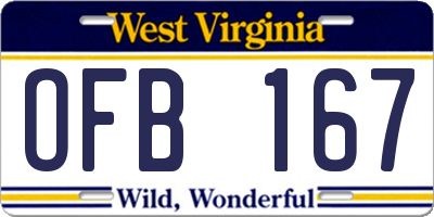 WV license plate OFB167