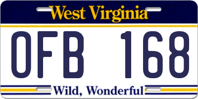 WV license plate OFB168