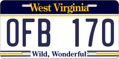 WV license plate OFB170