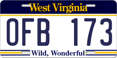 WV license plate OFB173