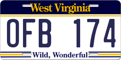 WV license plate OFB174