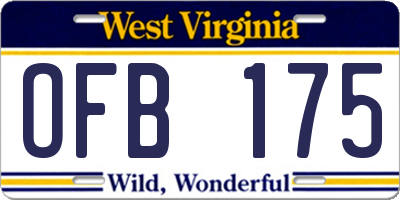WV license plate OFB175