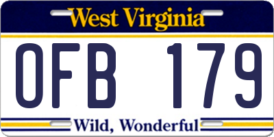 WV license plate OFB179