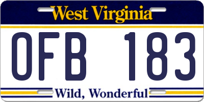 WV license plate OFB183