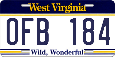 WV license plate OFB184