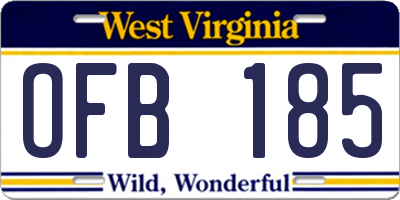 WV license plate OFB185