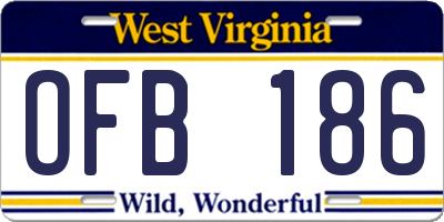 WV license plate OFB186