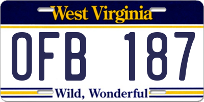 WV license plate OFB187