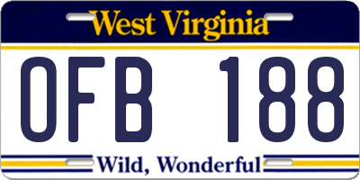 WV license plate OFB188