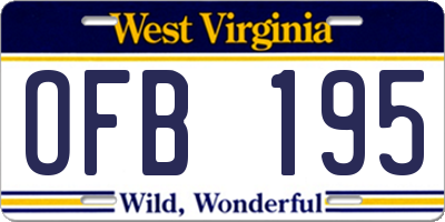 WV license plate OFB195