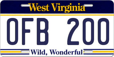 WV license plate OFB200