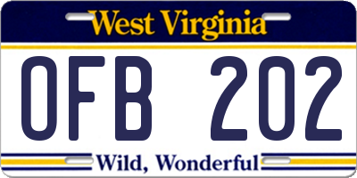 WV license plate OFB202